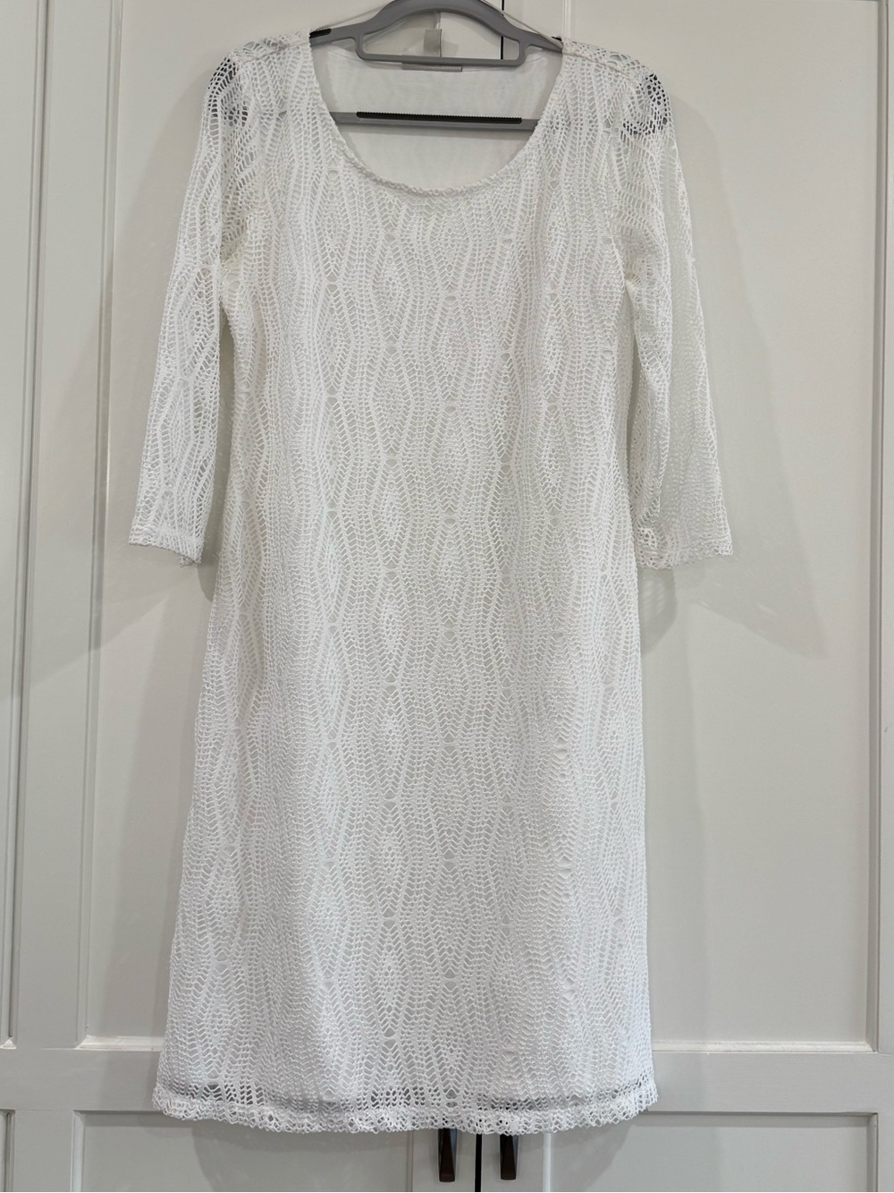 Dana Buchman White Lace Midi Shift Dress